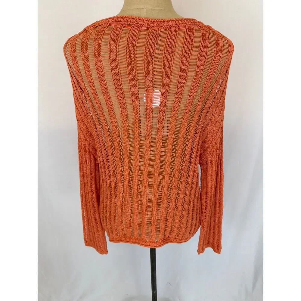 NWT Soya Concept Papaya Open Weave Pop Over Sweater Size XS #0520